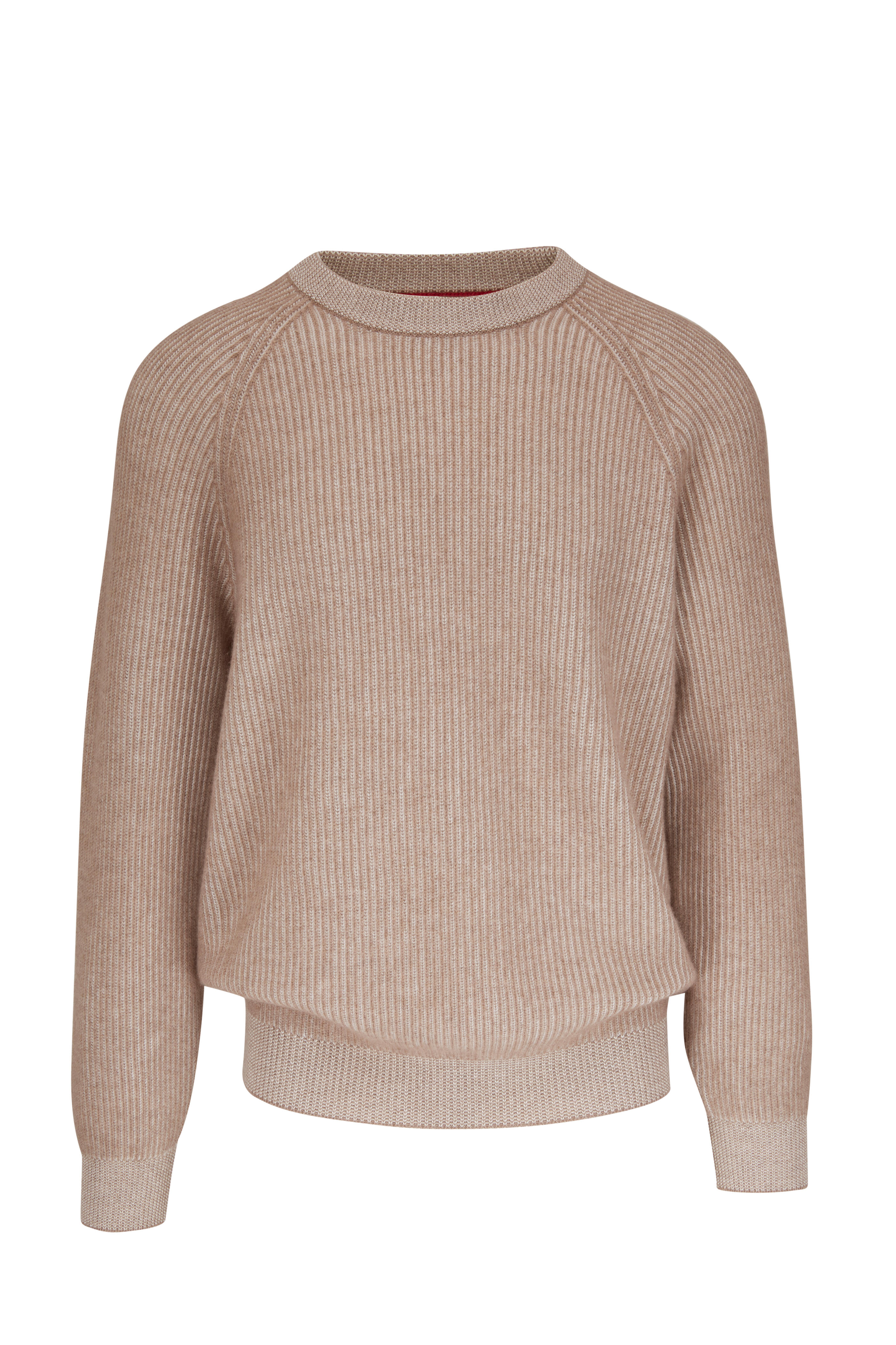 Brunello Cucinelli - Tan Cashmere Raglan Sleeve Sweater