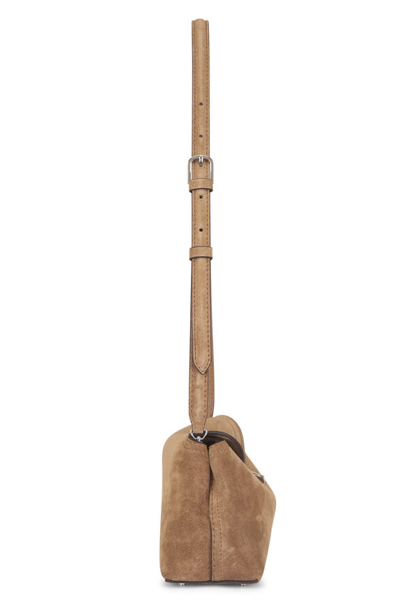 Totême T-Lock Dark Tan Suede Leather Clutch - view 3