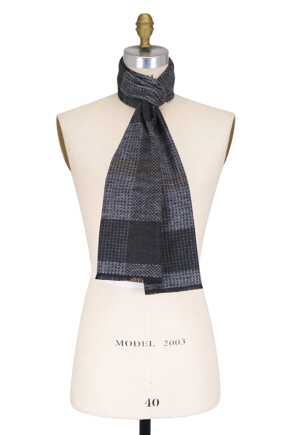 Chelsey Imports Two Tone Gray Plaid Brushed Silk Scarf