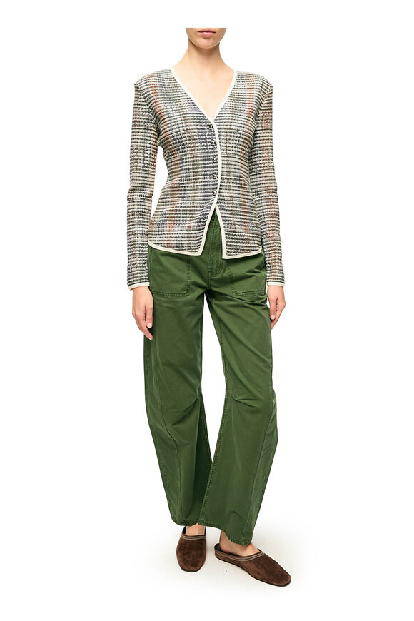 Veronica Beard Nadialine Dark Hunter Green Multicolor Knit Jacket - view 2