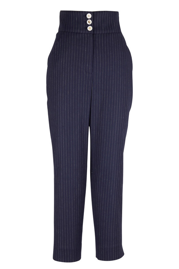 Veronica Beard - Rapley Navy High-Rise Crop Pant