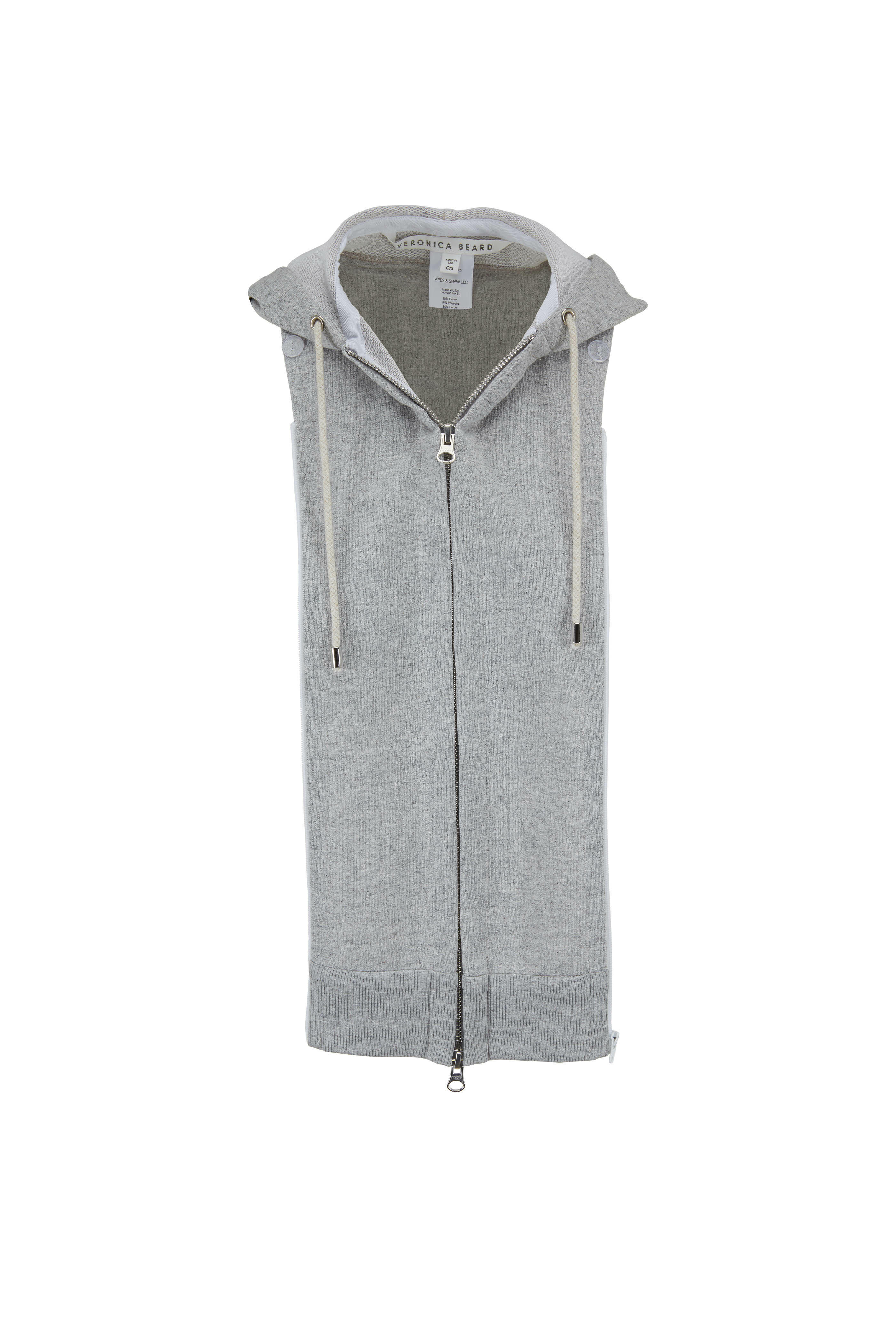 Veronica Beard Gray Cotton Fleece Hooded Dickey