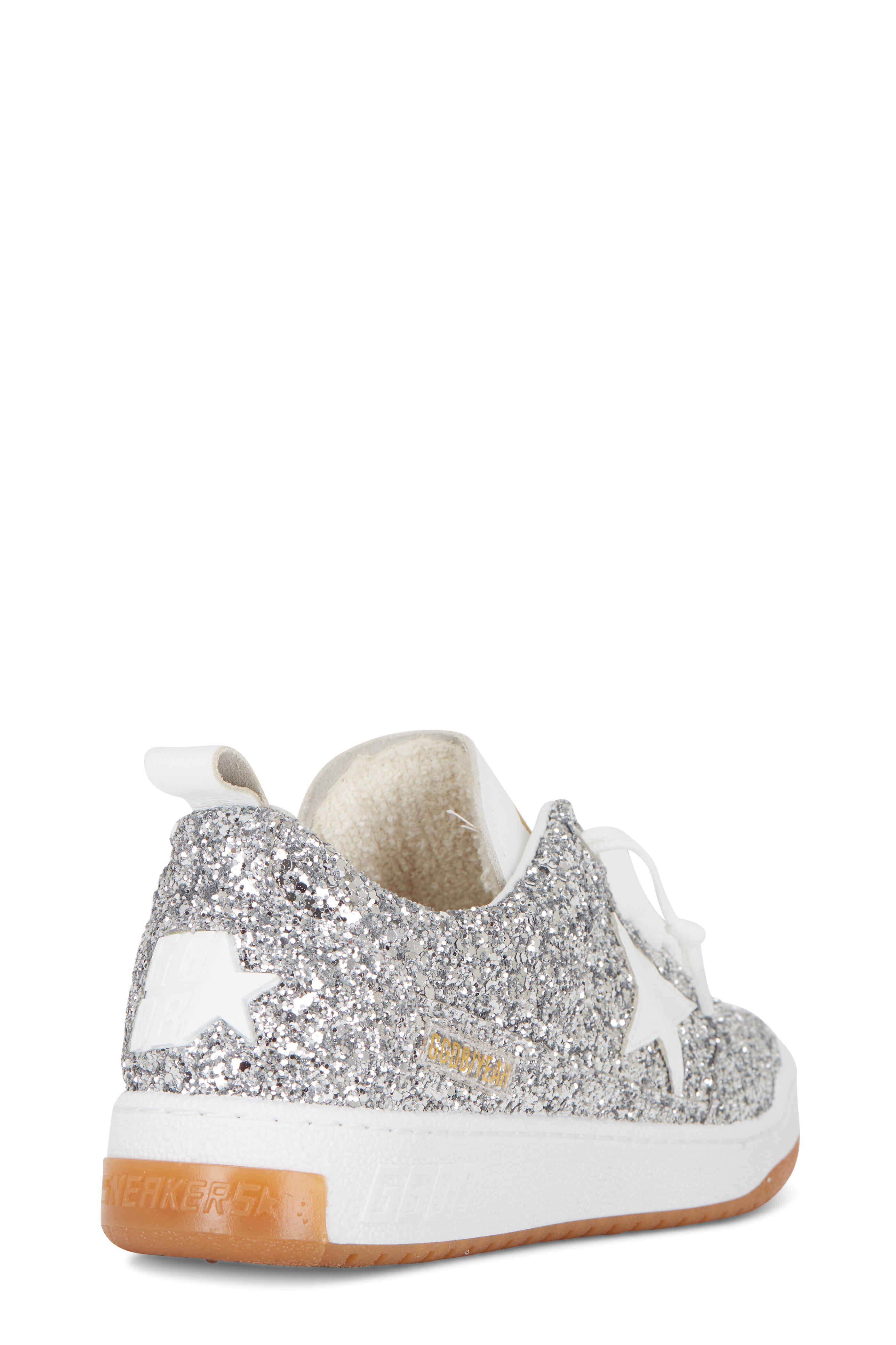Golden Goose - Yeah! Silver Glitter & White Low-Top Sneaker
