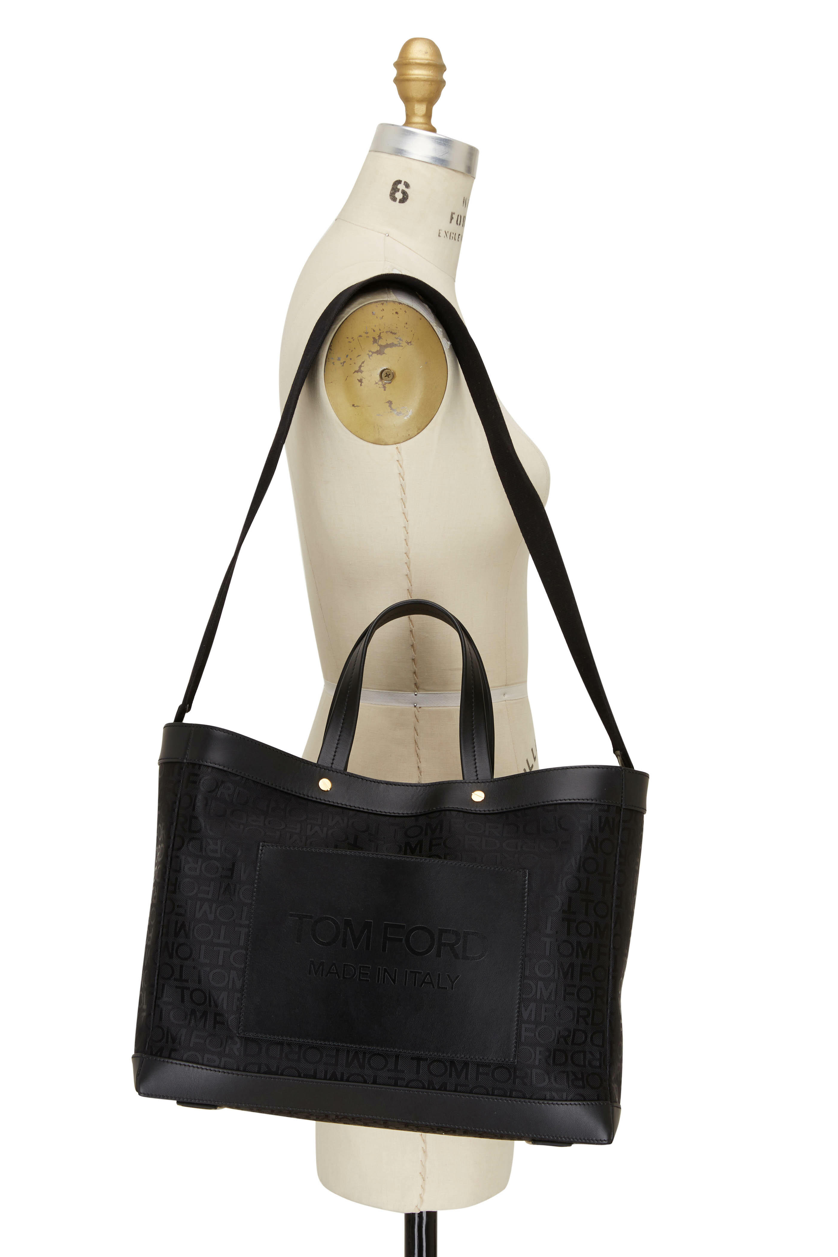 Tom Ford - Black Allover Logo Nylon Shopping Tote Bag