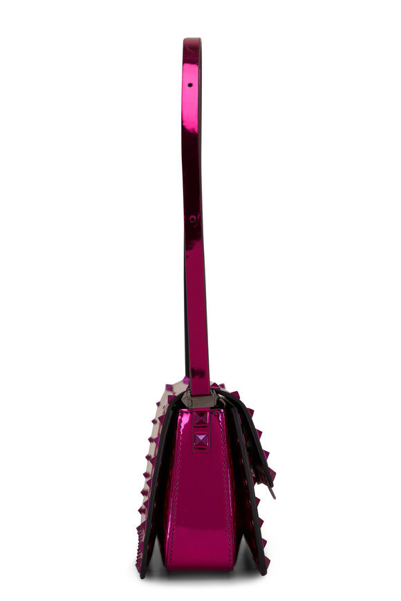 Valentino Garavani - Pink Metallic Lacquer Rockstud Small Shoulder Bag 