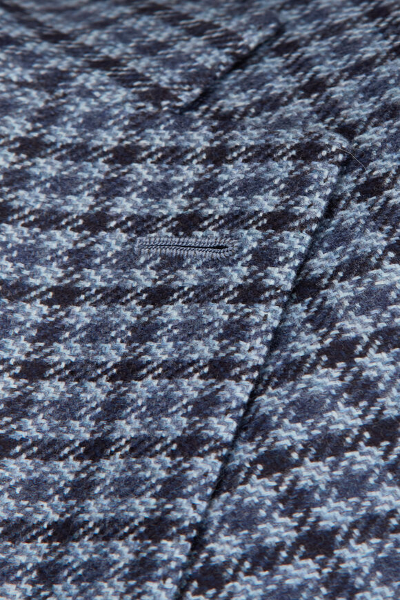Cesare Attolini Blue & Navy Cashmere Check Sportcoat - view 3
