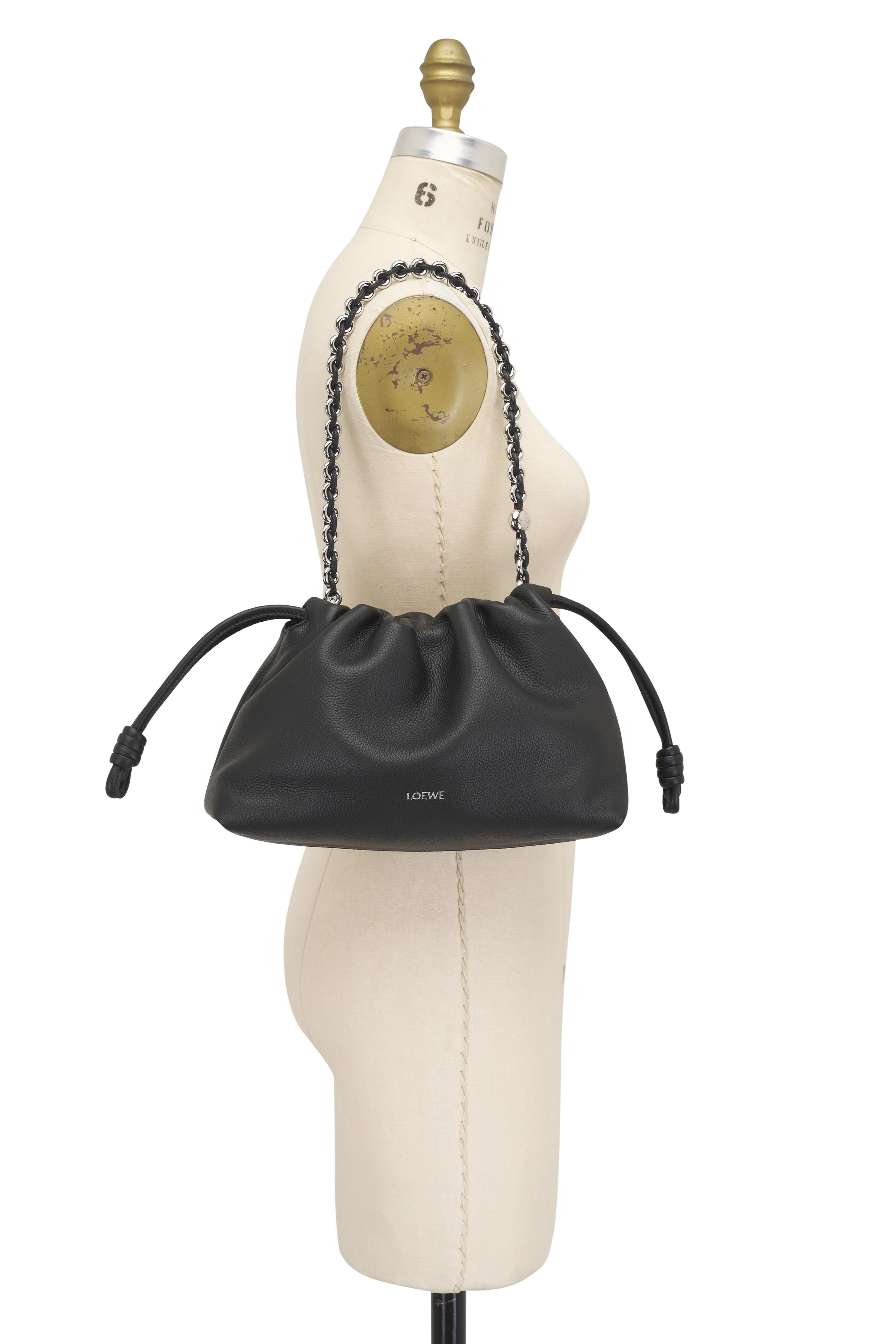 Loewe - Medium Flamenco Black Fine Grained Leather Clutch