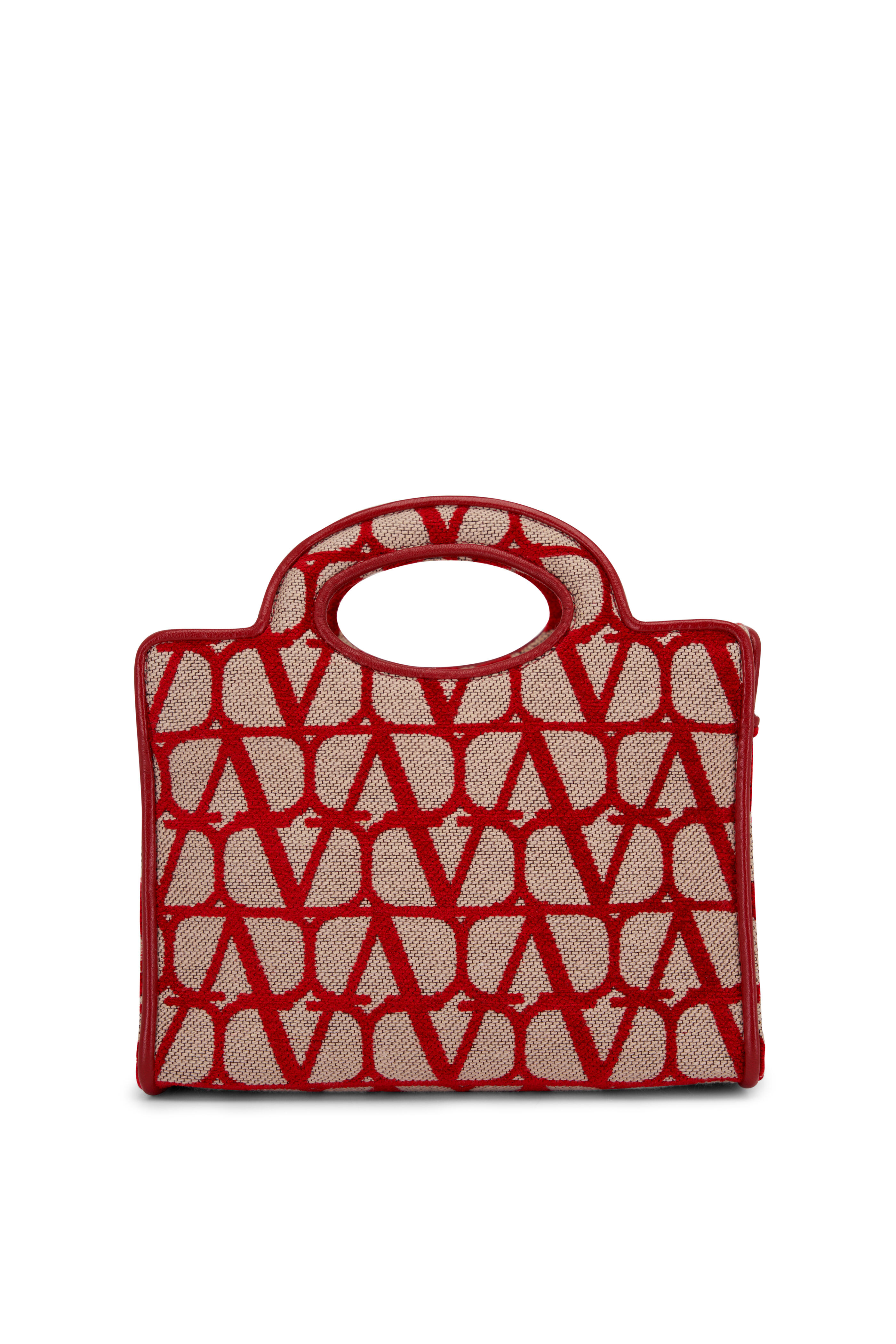 V Logo Small Canvas Tote Bag in Beige - Valentino Garavani