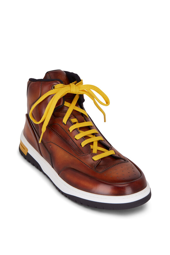 Berluti Leather Printed Sneakers - Brown Sneakers, Shoes - BRL26258