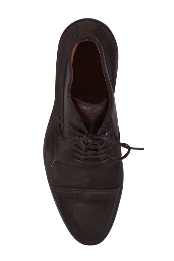 Bontoni - Dark Chocolate Suede & Leather Lace Up Boot 