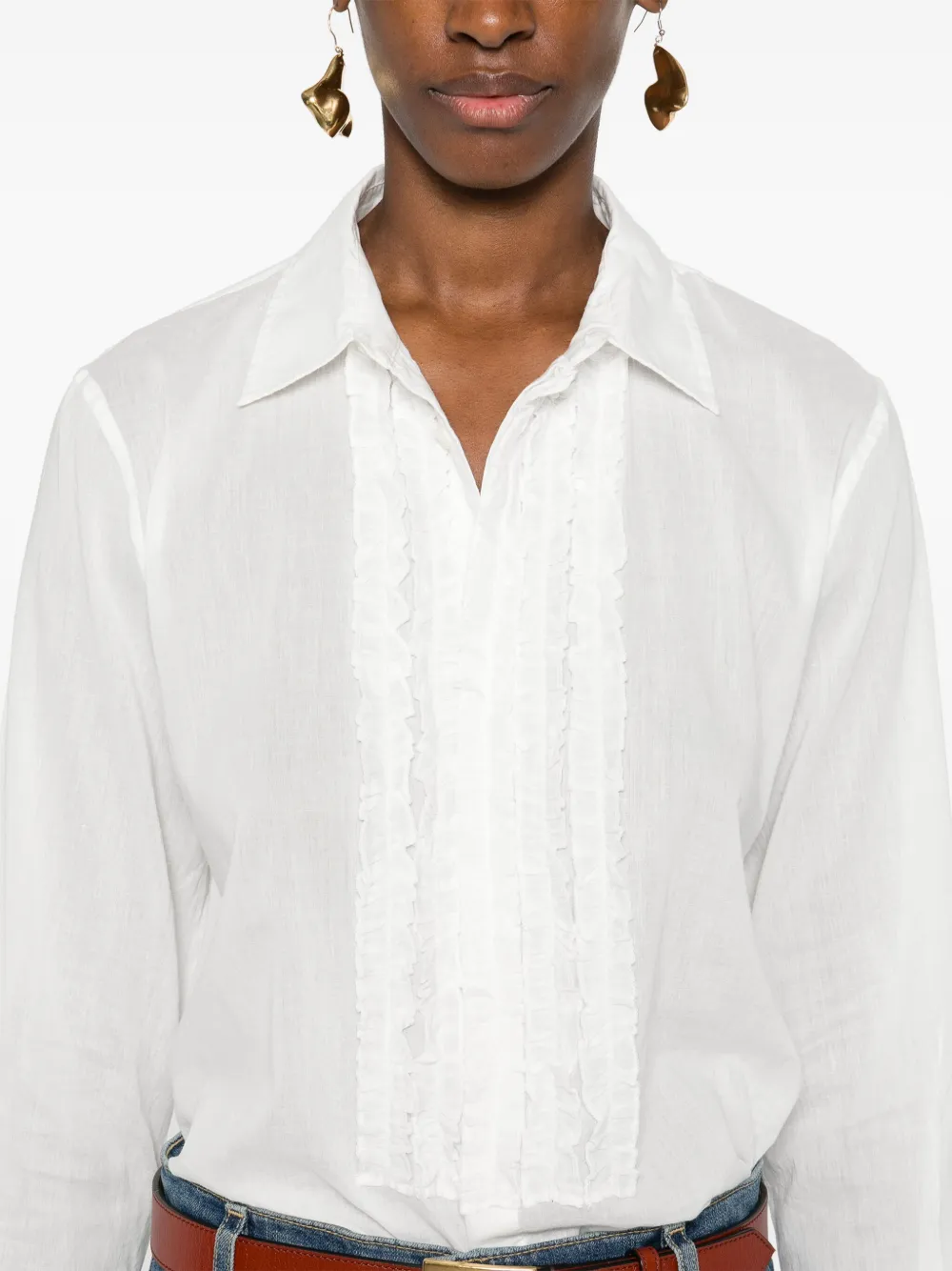 Nili Lotan - Nathael Ivory Ruffle Front Shirt