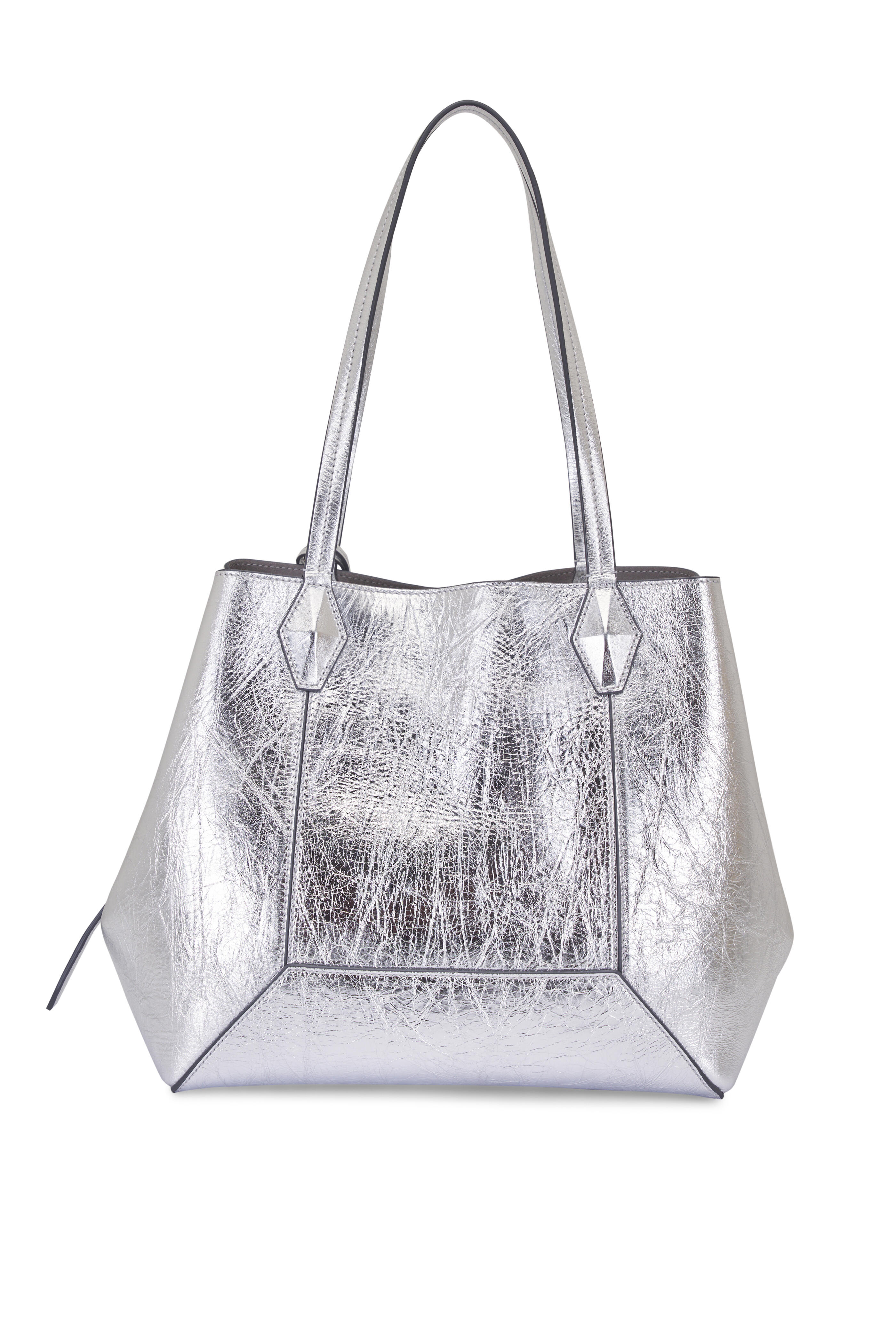 Jimmy Choo - Diamond Antique Silver Leather Tote