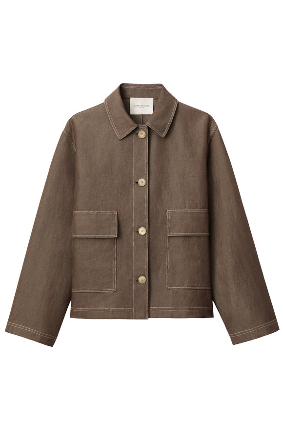 Lafayette 148 New York Root Cotton & Linen Twill Workwear Jacket - view 1