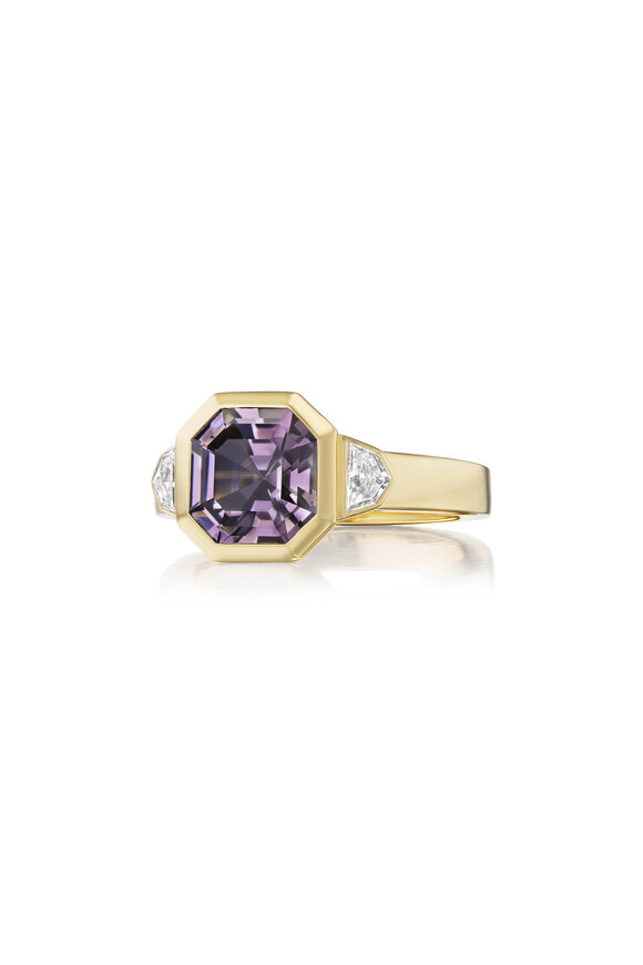 Nam Cho 18k Yellow Gold Burmese Grey Spinel & Diamond Ring - view 1