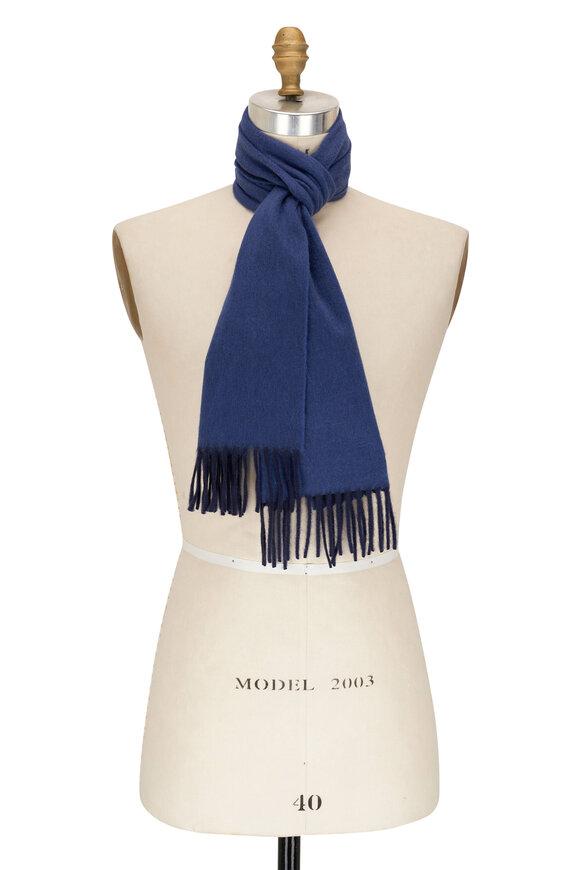 Alex Begg - Arran Navy & Blue Jay Reversible Cashmere Scarf 