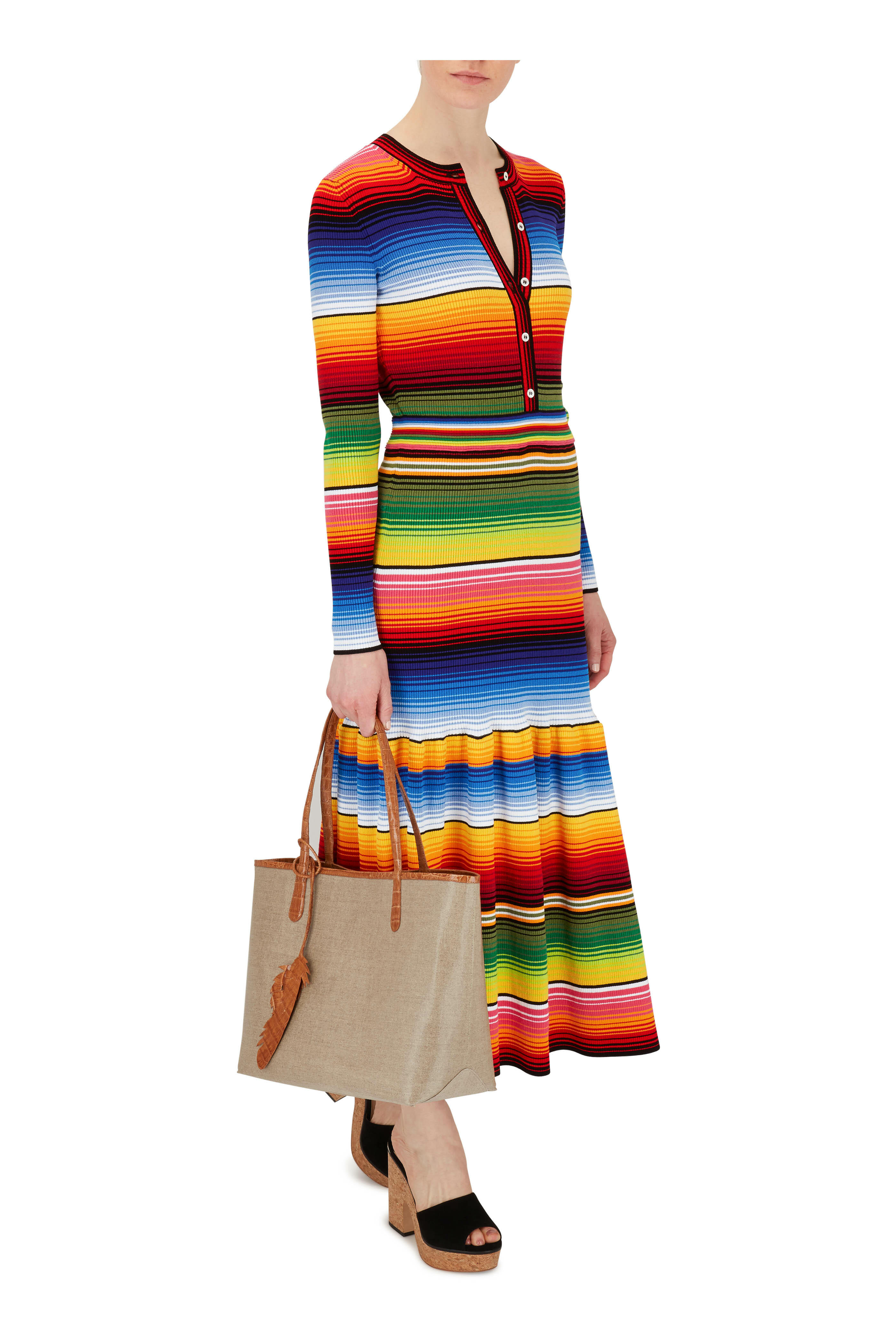 Nancy Gonzalez - Erica Cognac Coated Linen & Crocodile Tote