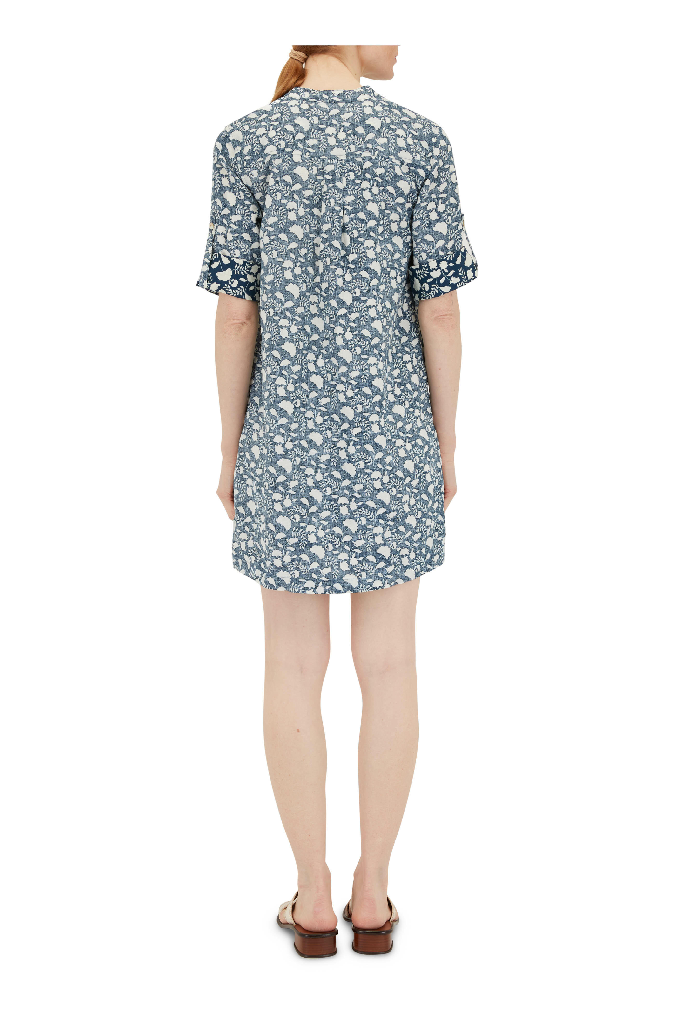 Faherty Brand - Penelope Indigo Floral Linen Shift Dress
