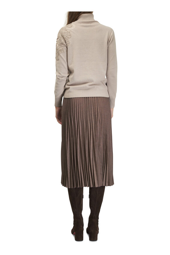 D.Exterior - Taupe Wool Pleated Midi Skirt 