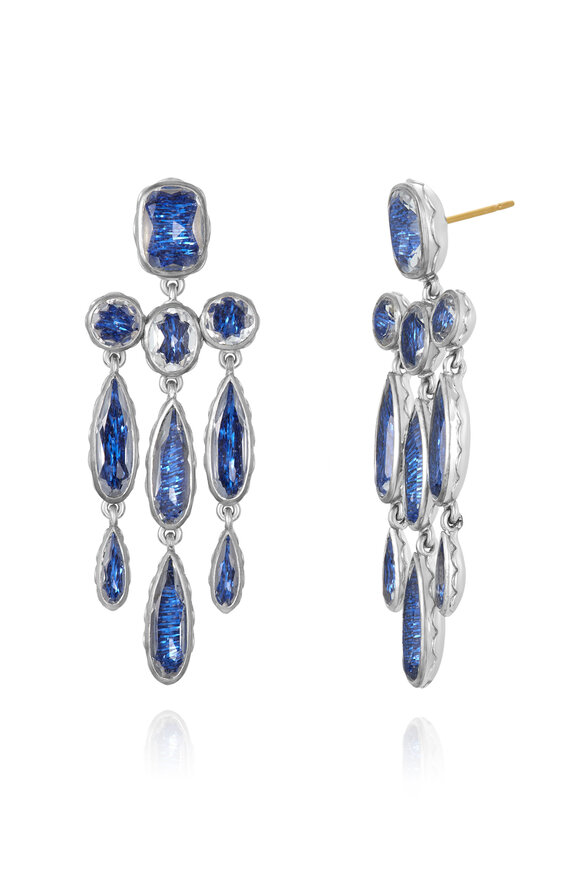 Larkspur & Hawk - Bride Midnight Blue Long Girandole Earrings