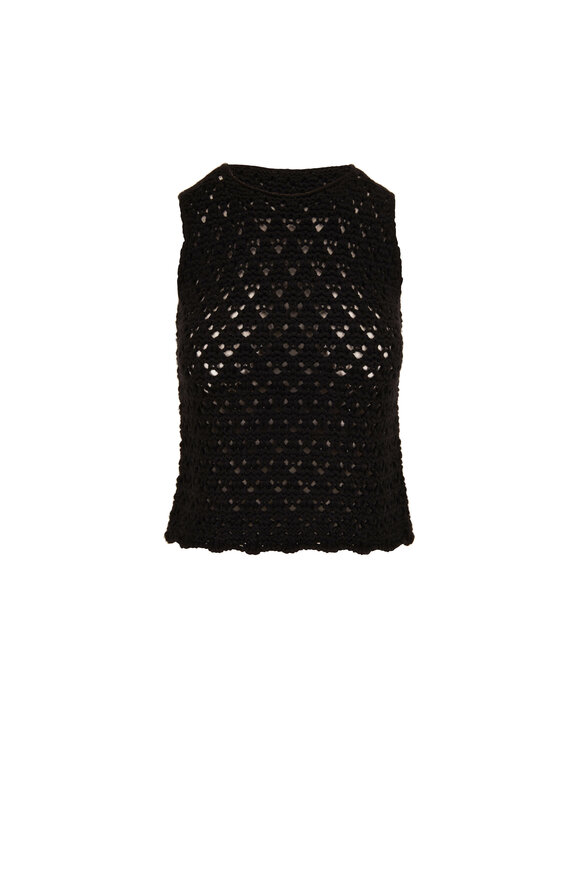 Vince - Black Wool & Cashmere Crochet Tank