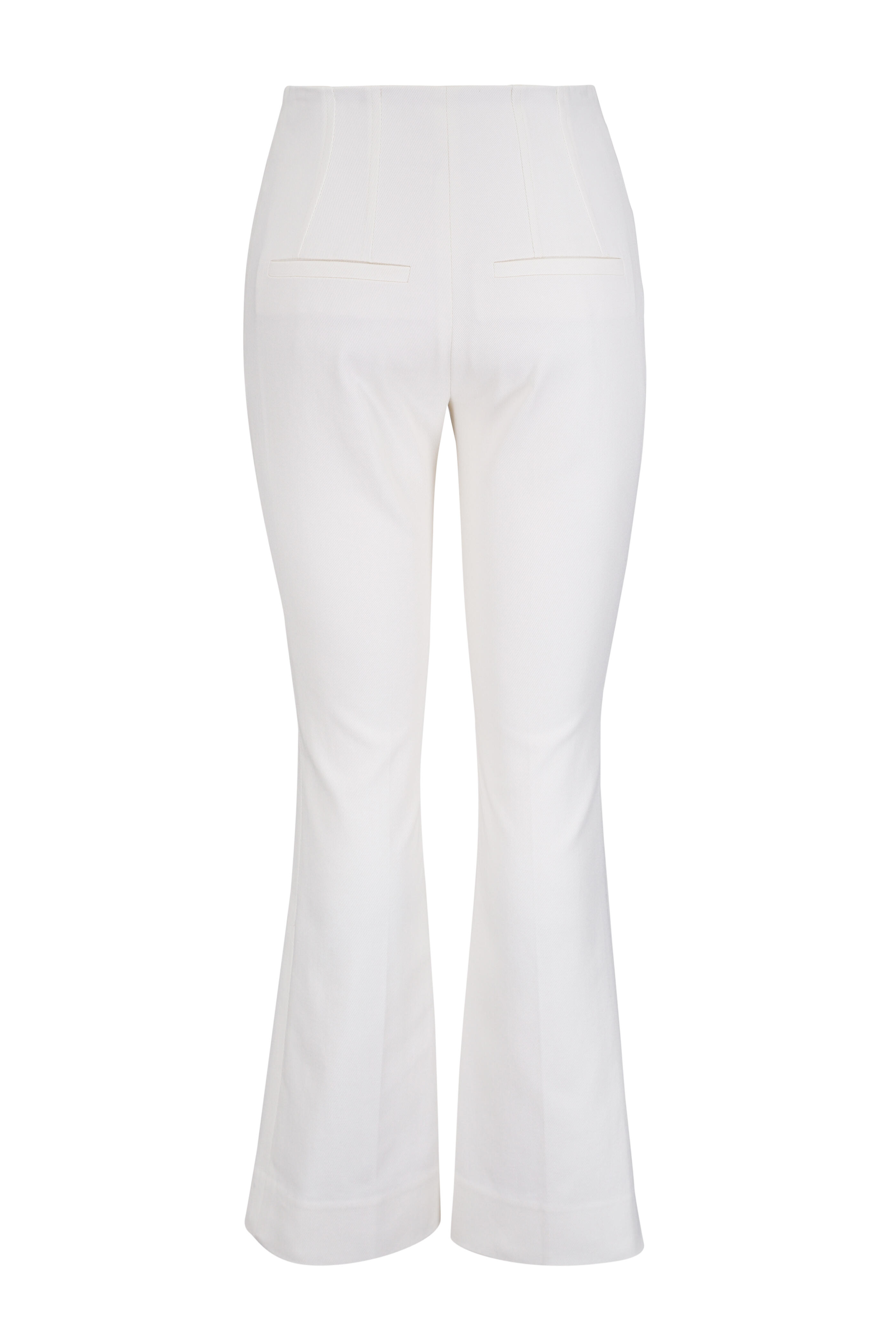 Veronica Beard - Althea Dove White Stretch Cotton Twill Pant - view 5