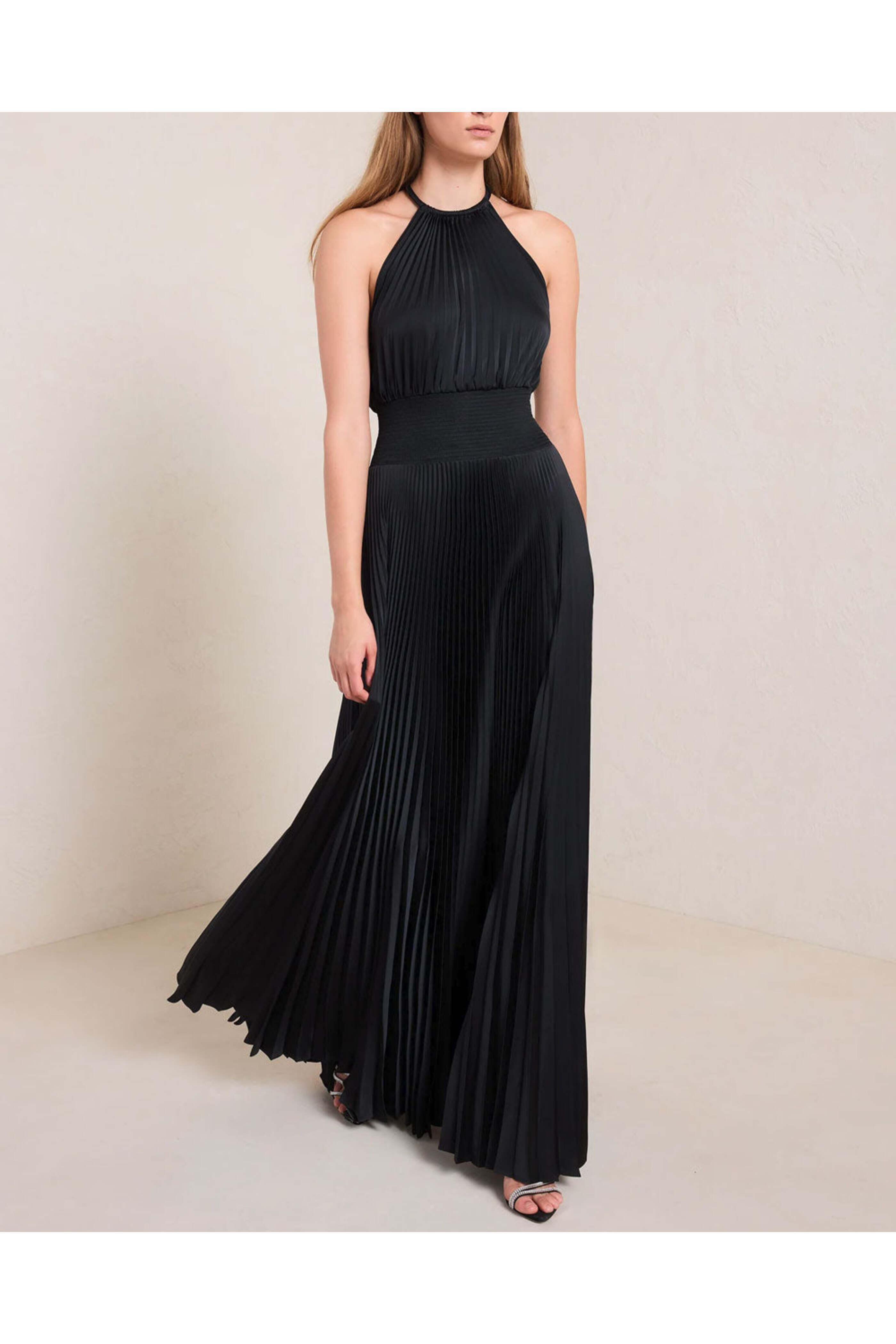 A.L.C. - Black Renata Satin Pleated Dress