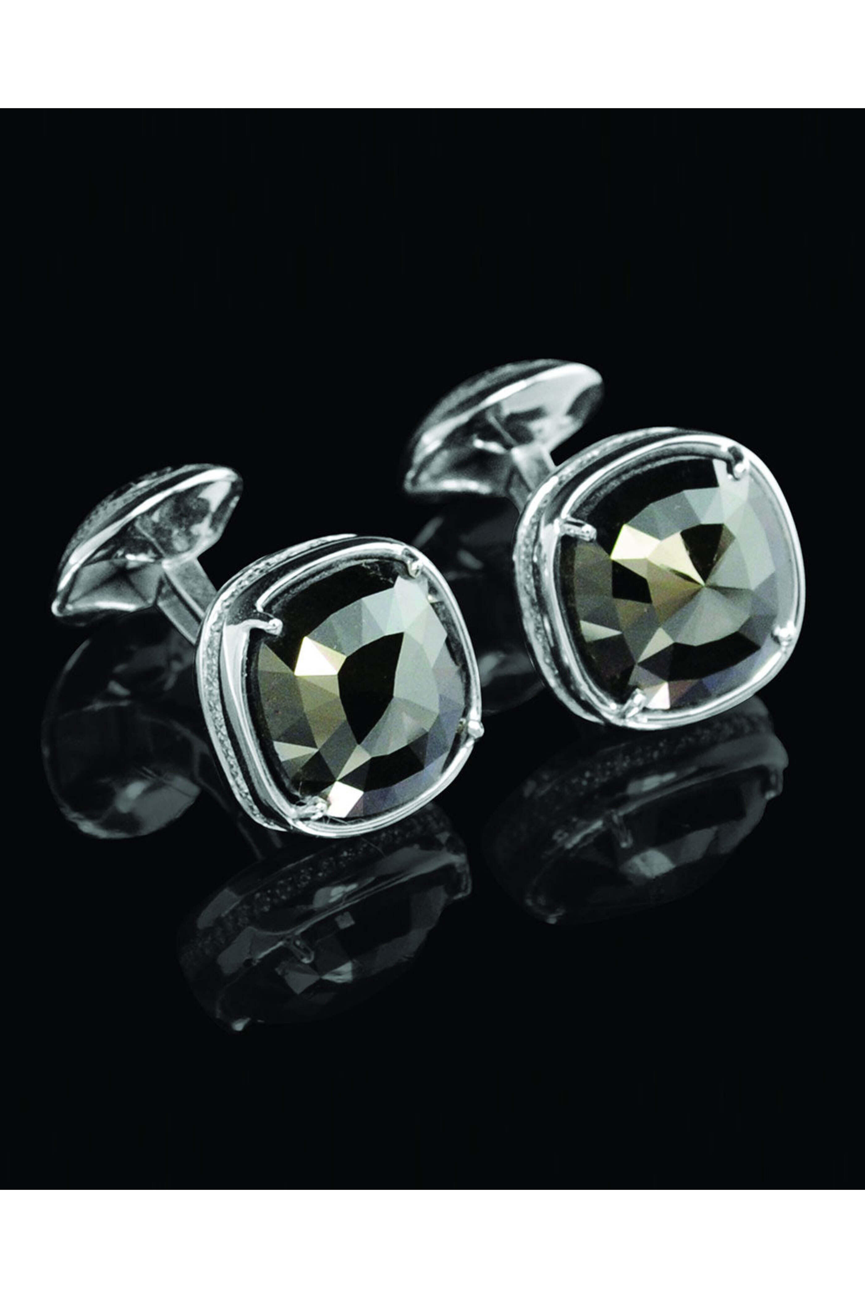 Tateossian - Black Diamond Facet Square Cufflinks