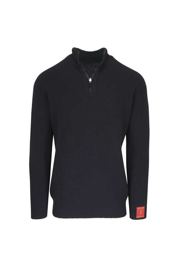 Fly3 Black Textured Wool Reversible Quarter Zip - view 3