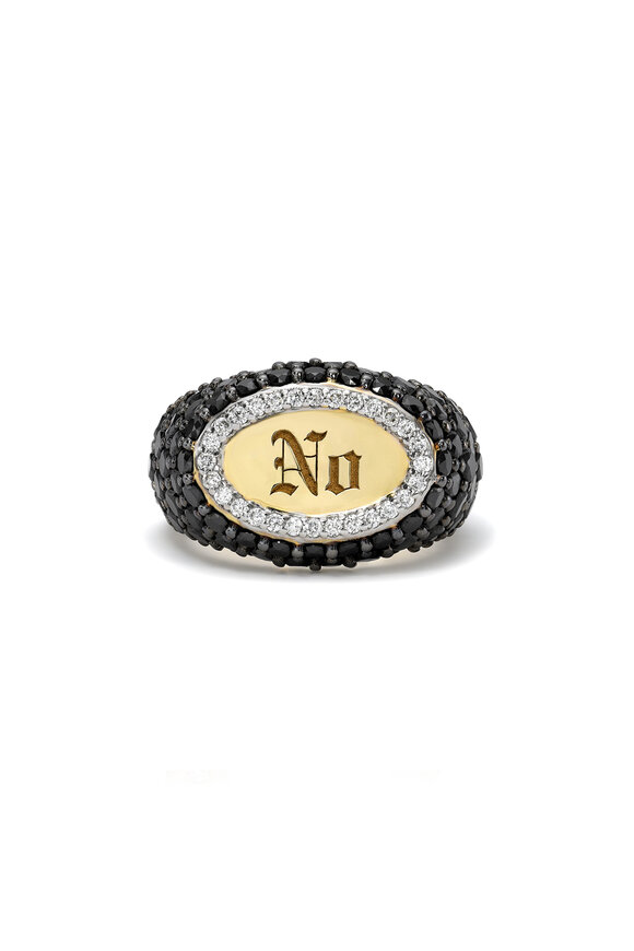 Dru - Black Diamond "No" Signet Ring 