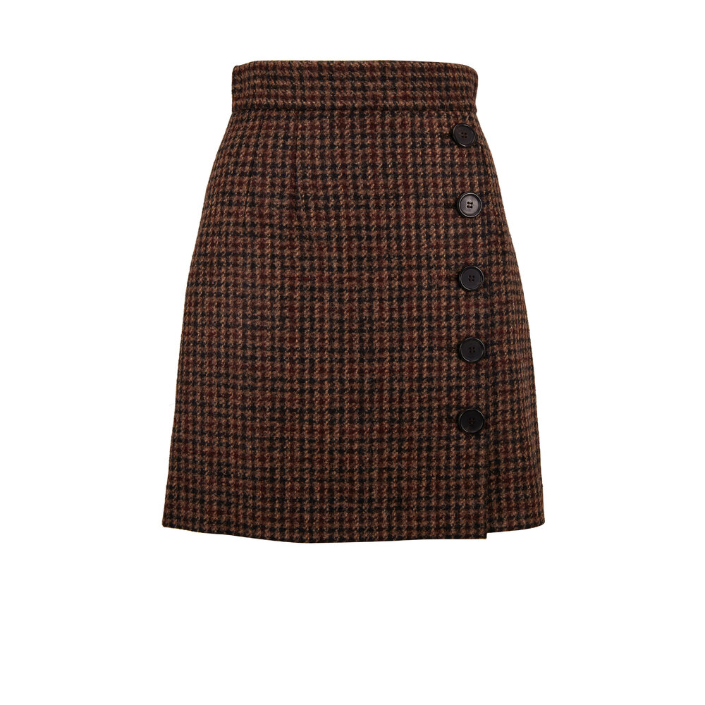 【関税＆送料込み】Dolce & Gabbana Tweed Mini Skirt Dolce & Gabbana - Black & Gray Micro-Tweed Lace Insert Mini