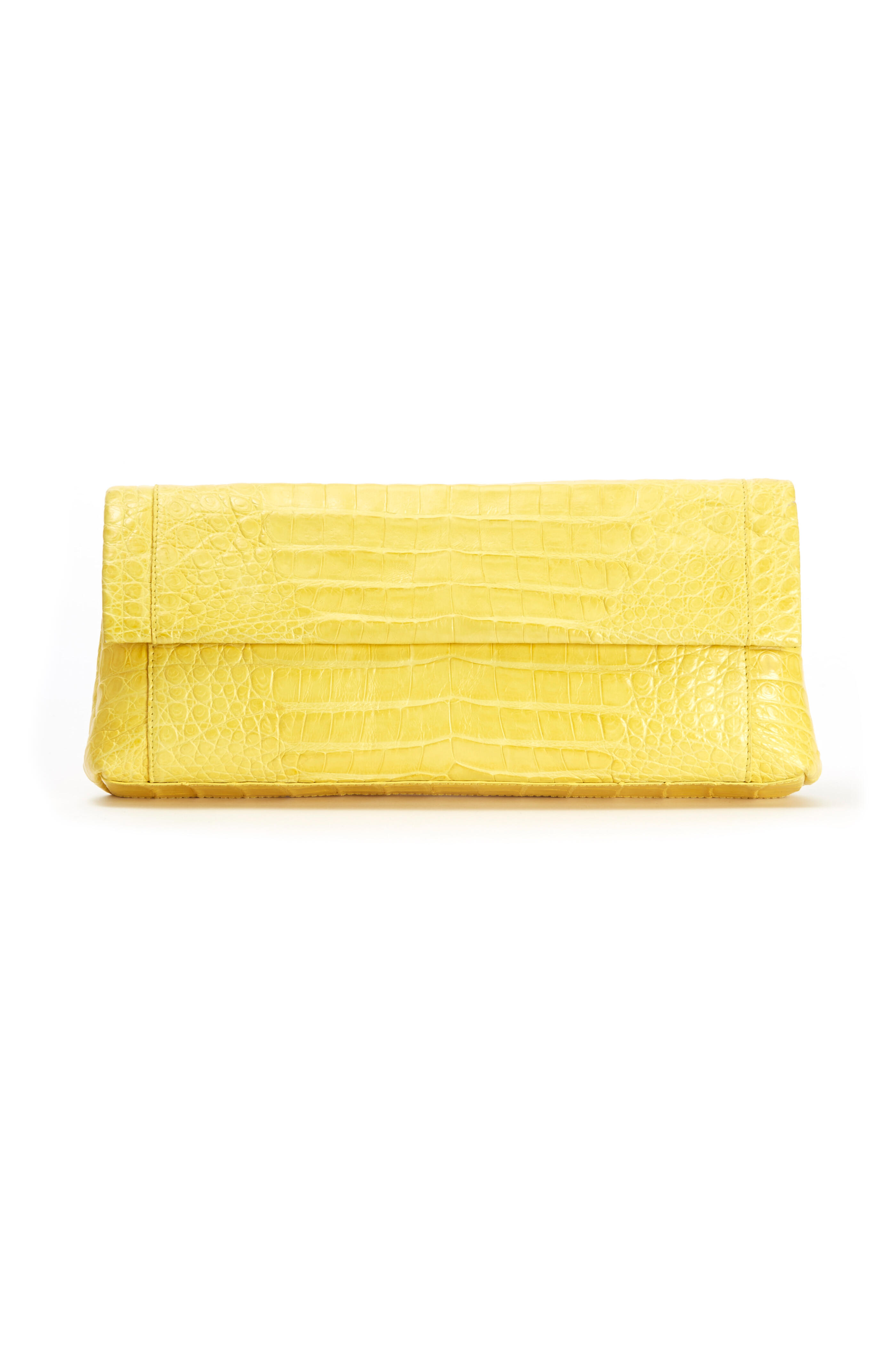 Nancy Gonzalez - Yellow Crocodile Flap Clutch