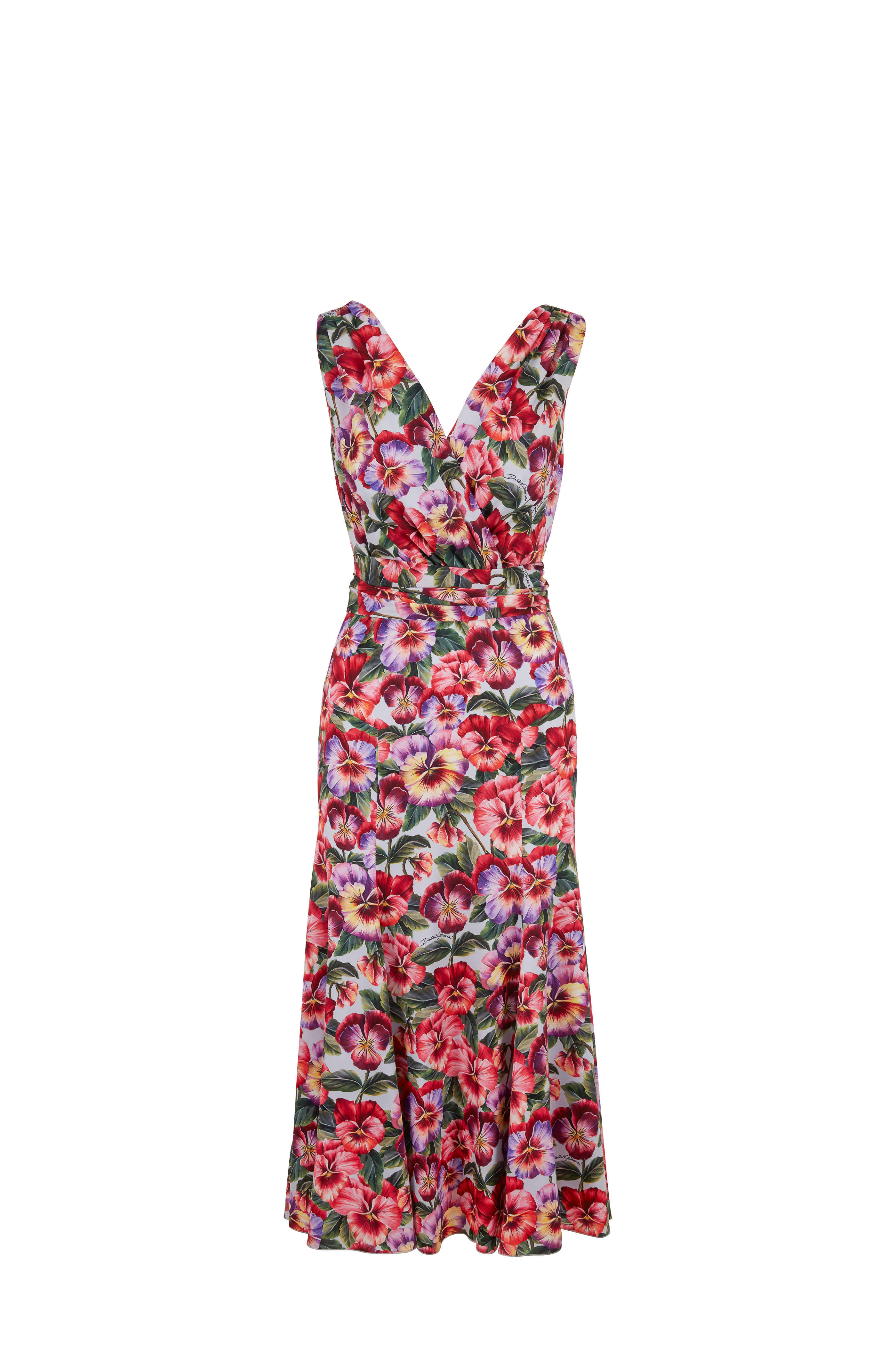 Dolce & Gabbana - Violte Pink Floral Charmeuse Sleeveless Dress