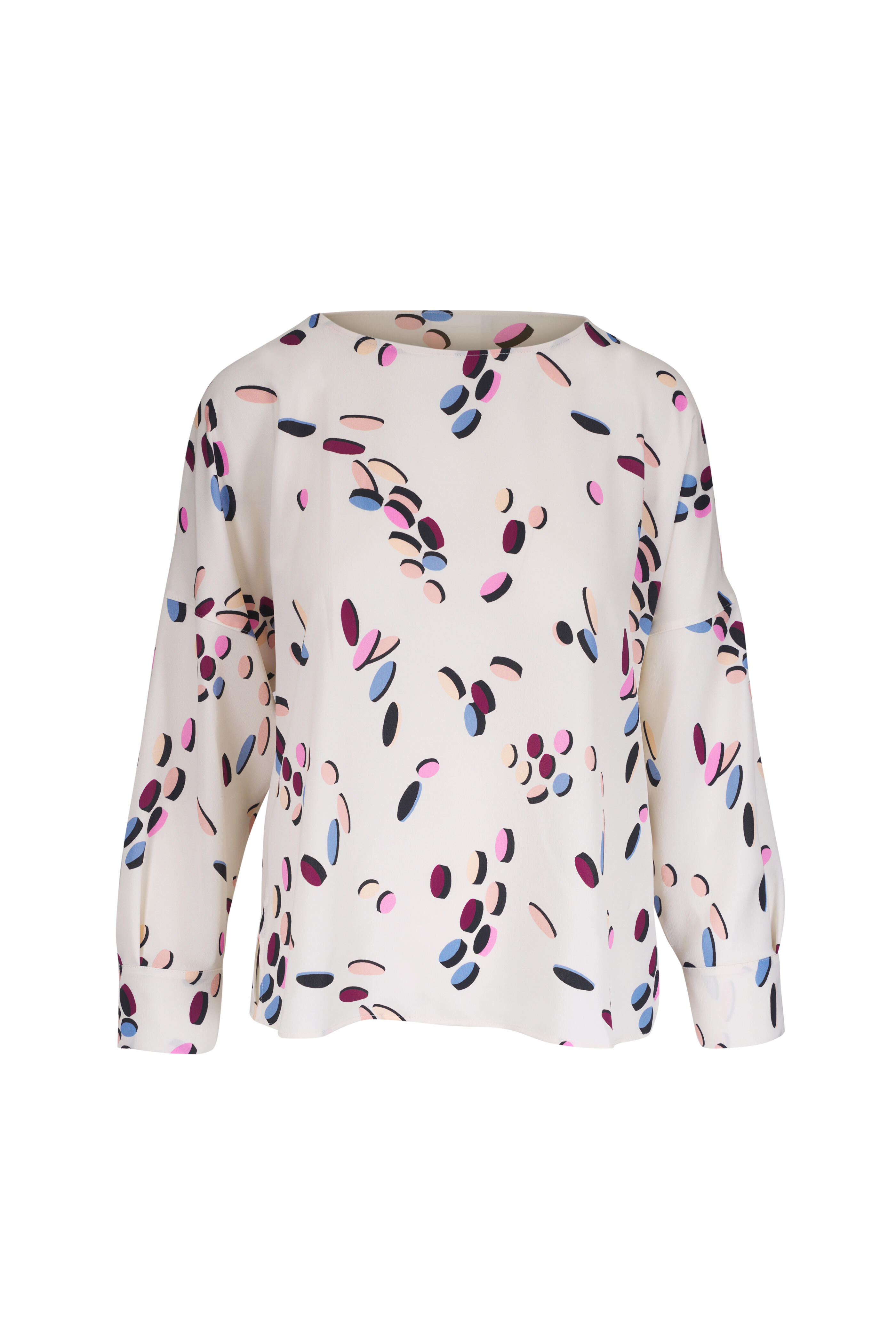 Akris Punto - Cream Multicolor Dropping Dot Print Blouse