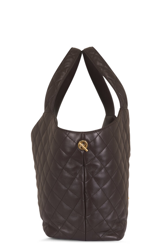 Saint Laurent Medium Icare Dark Chocolate Leather Shopping Tote - view 5