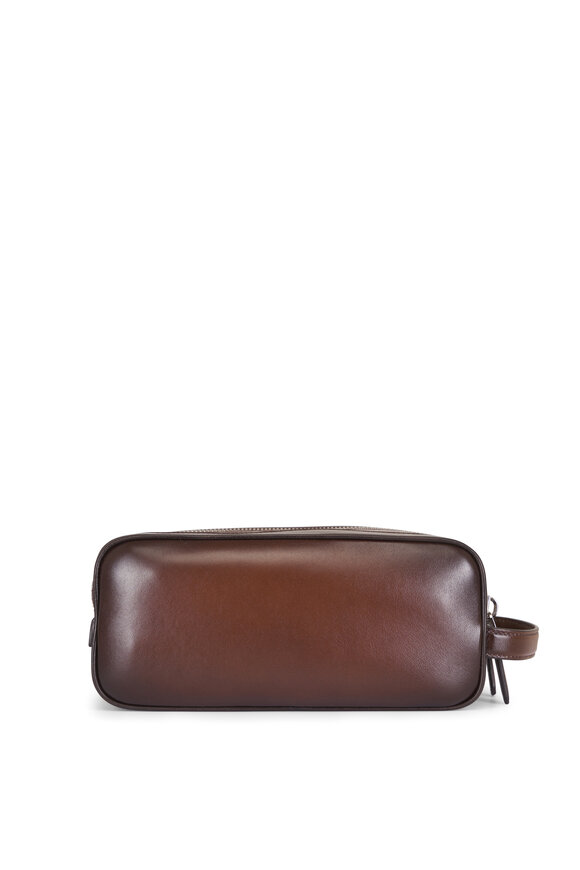 Santoni Dark Brown Leather Dopp Kit - view 2