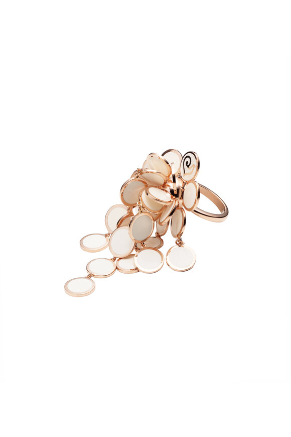 Chantecler White Enamel Paillette Cascade Ring