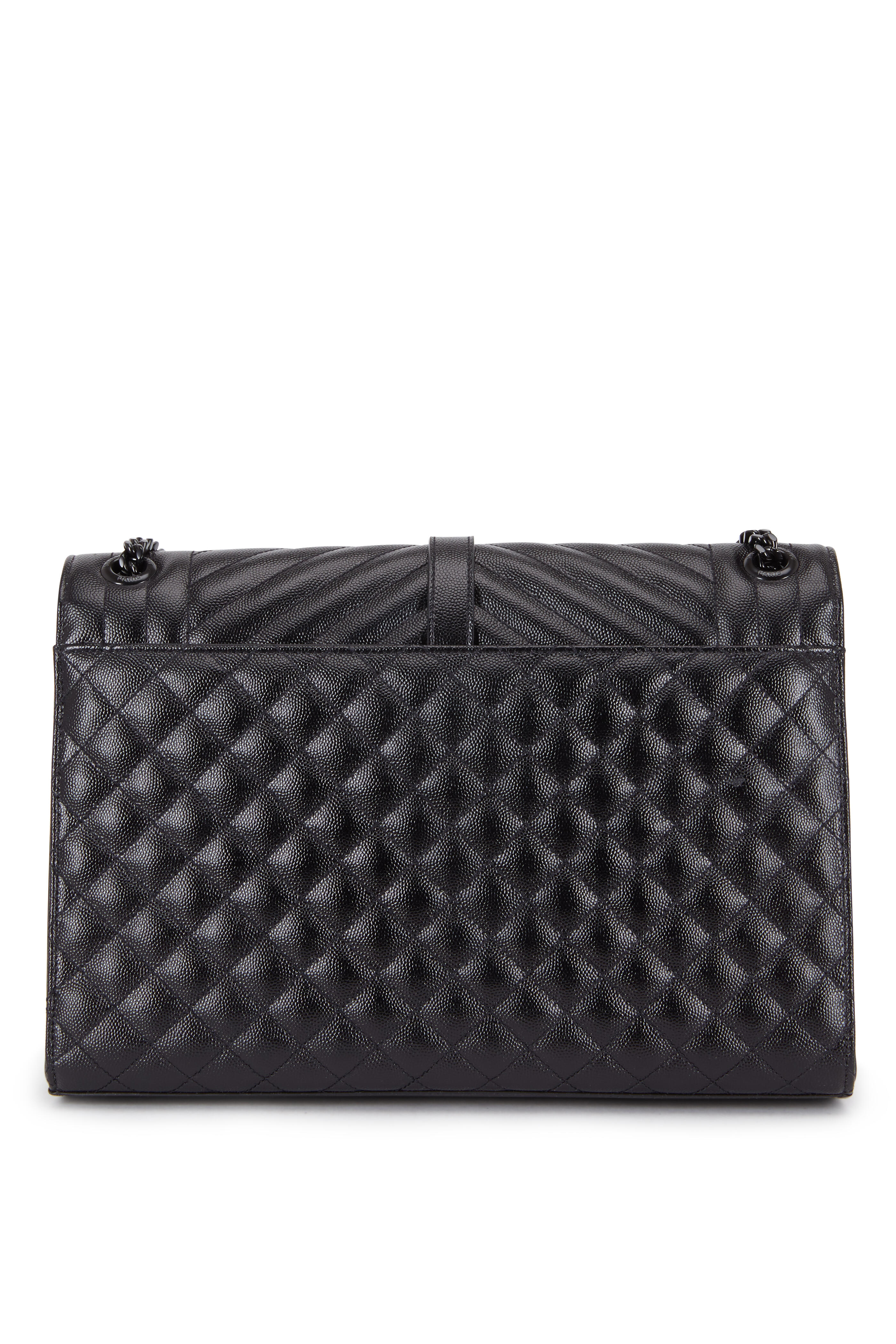 Saint Laurent Large Quilted Ysl Zip Wristlet, Black, Women's