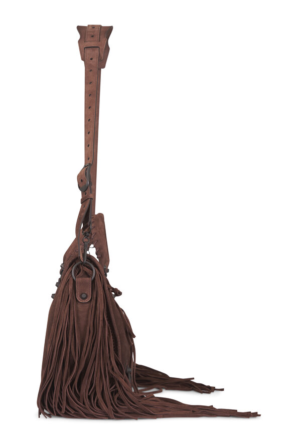 Balenciaga Medium Le City Light Espresso Suede Fringe Bag - view 4