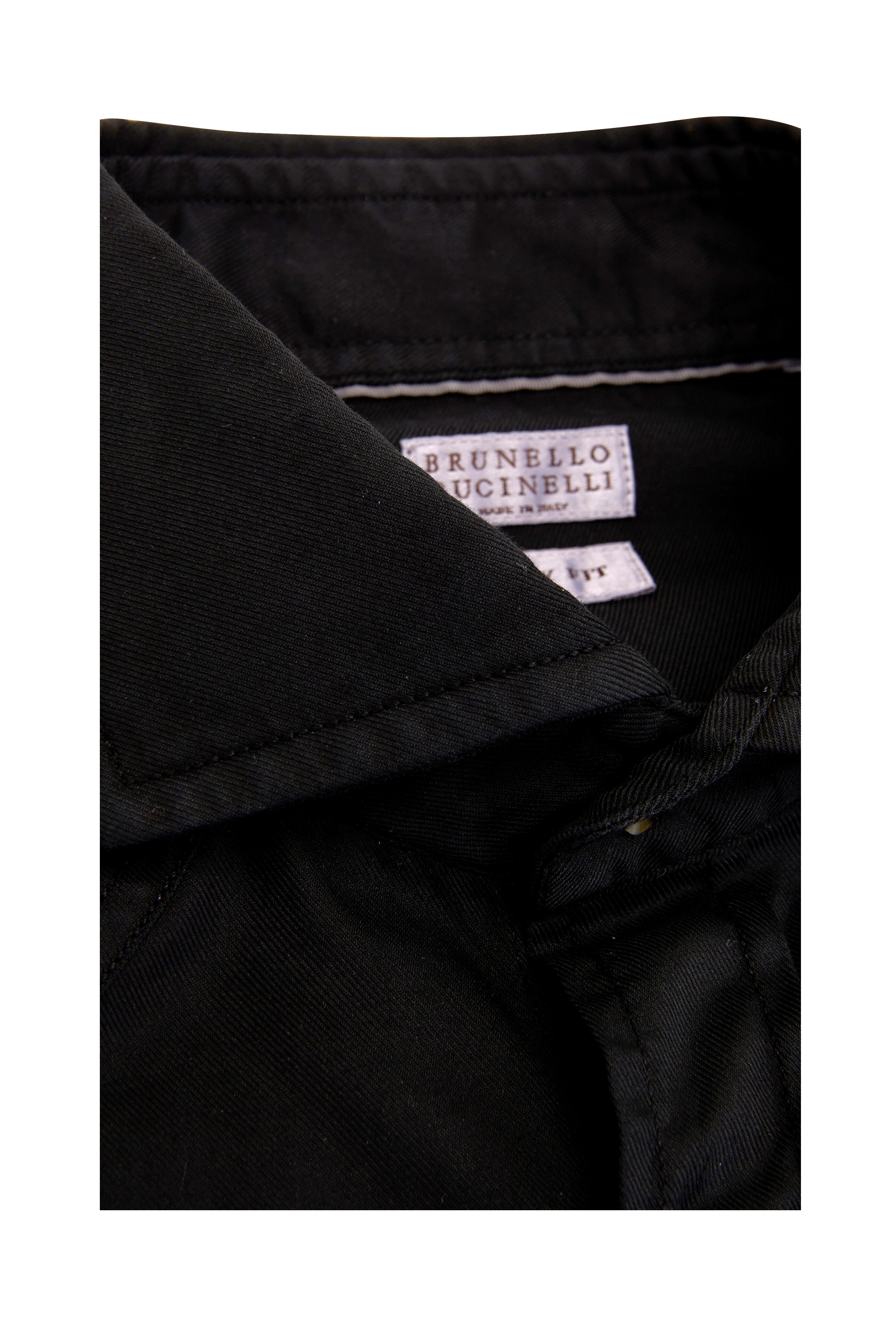 Brunello Cucinelli - Black Cotton Western Shirt | Mitchell