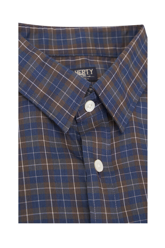 Faherty Brand Movement™ Navy Blue & Oak Plaid Sport Shirt - view 3