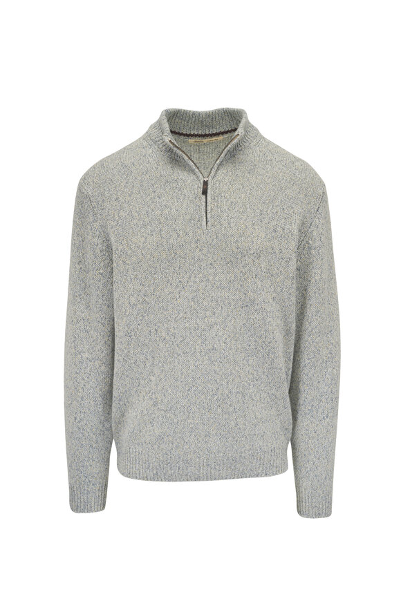 Maurizio Baldassari Beige Linen & Cashmere Quarter Zip Sweater