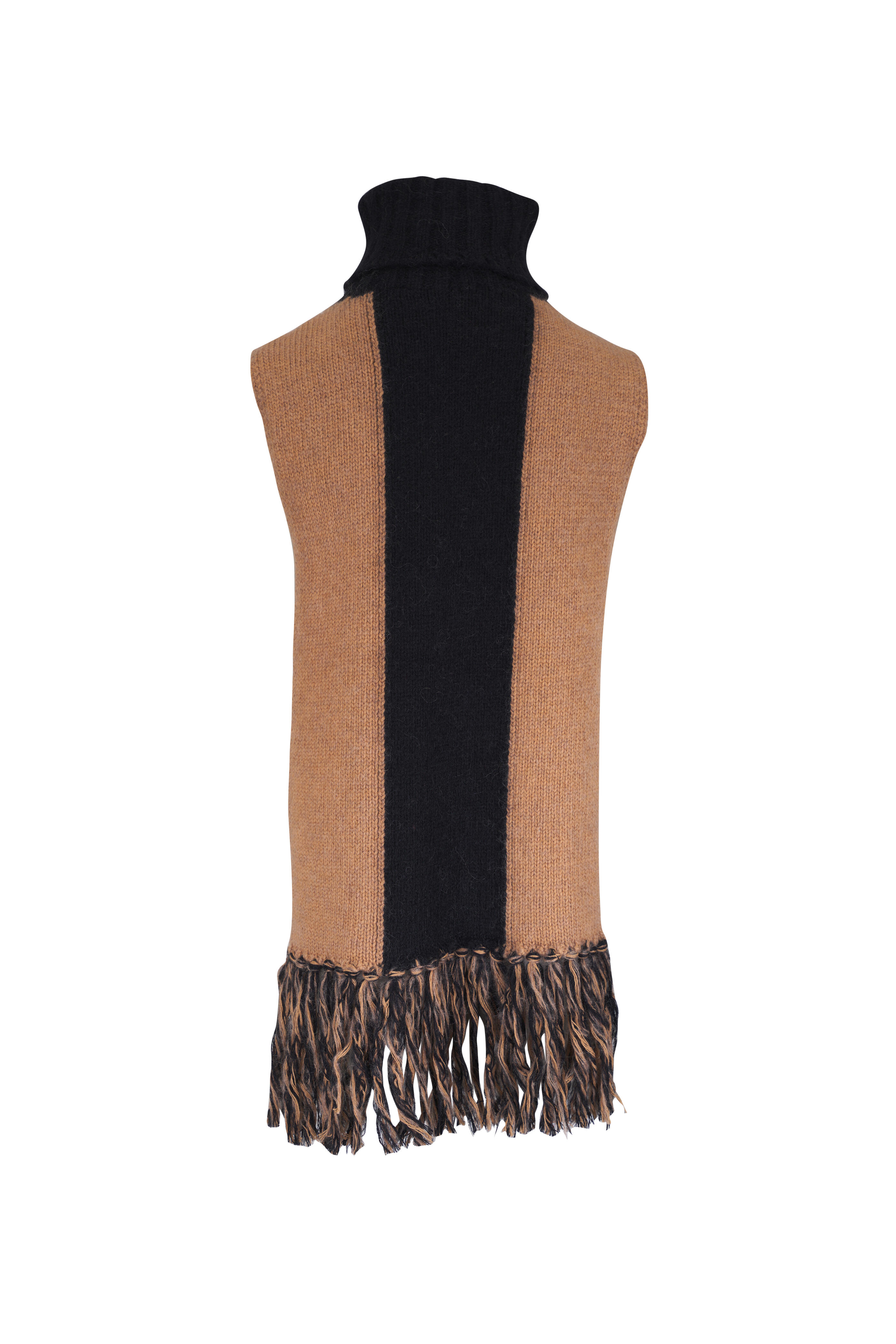 Moncler - Brown & Black Pullover Fringe Cape