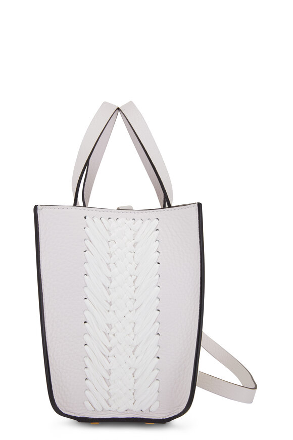 Valentino Garavani - White V-Logo Signature Raffia & Leather Handbag 