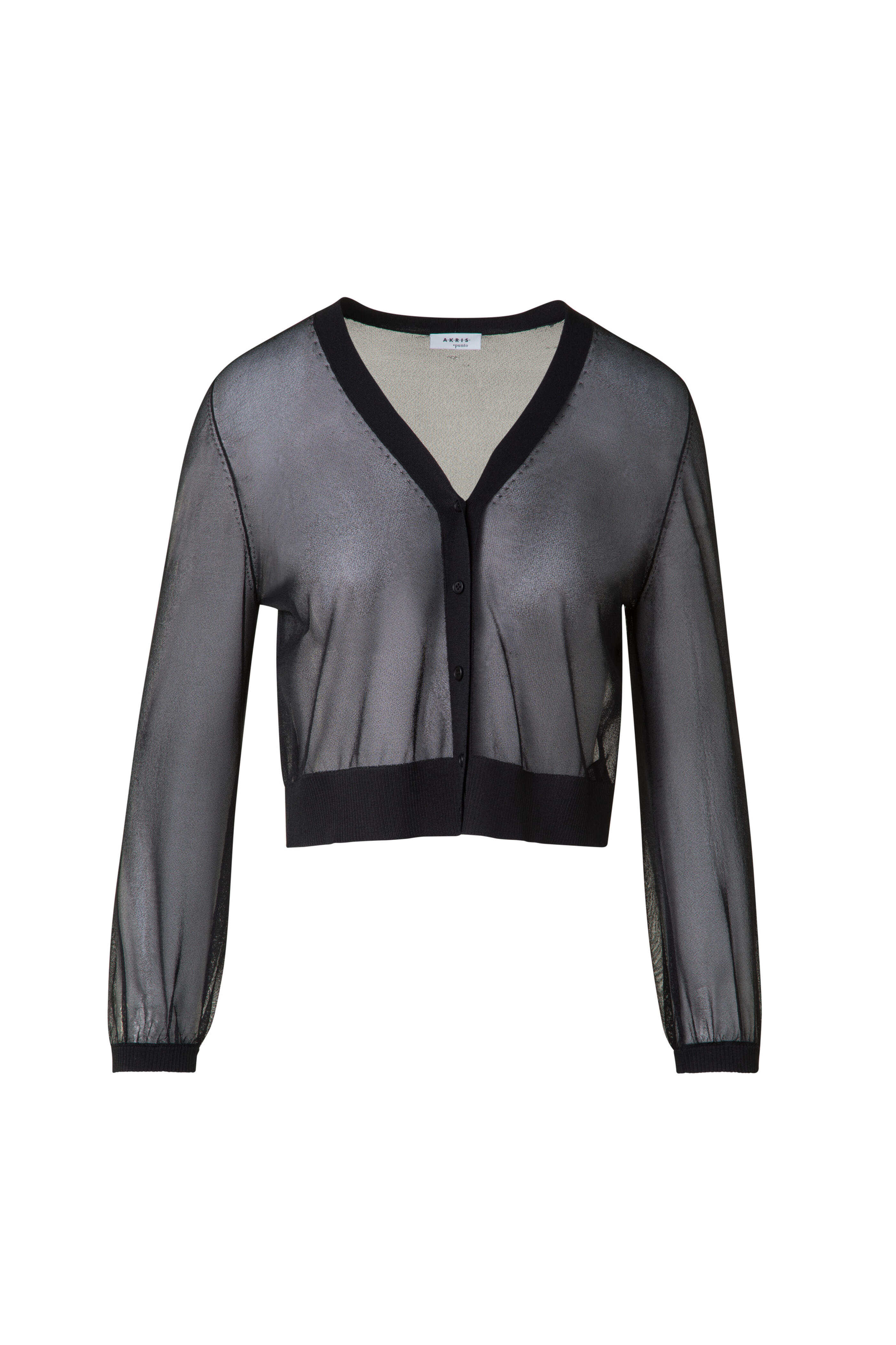 Akris Punto - Black Volume Sleeve Sheer Knit Cardigan