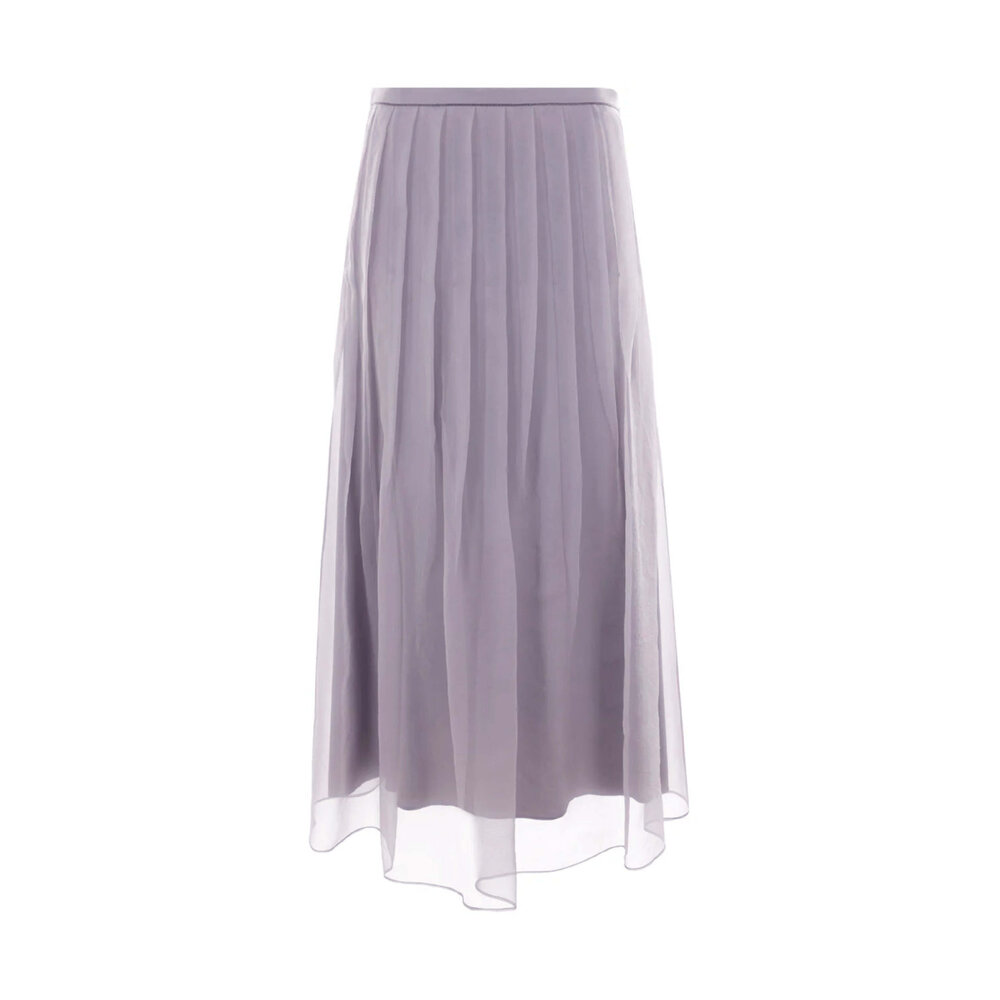 Brunello Cucinelli - Purple Ash Organza Pleated Midi Skirt