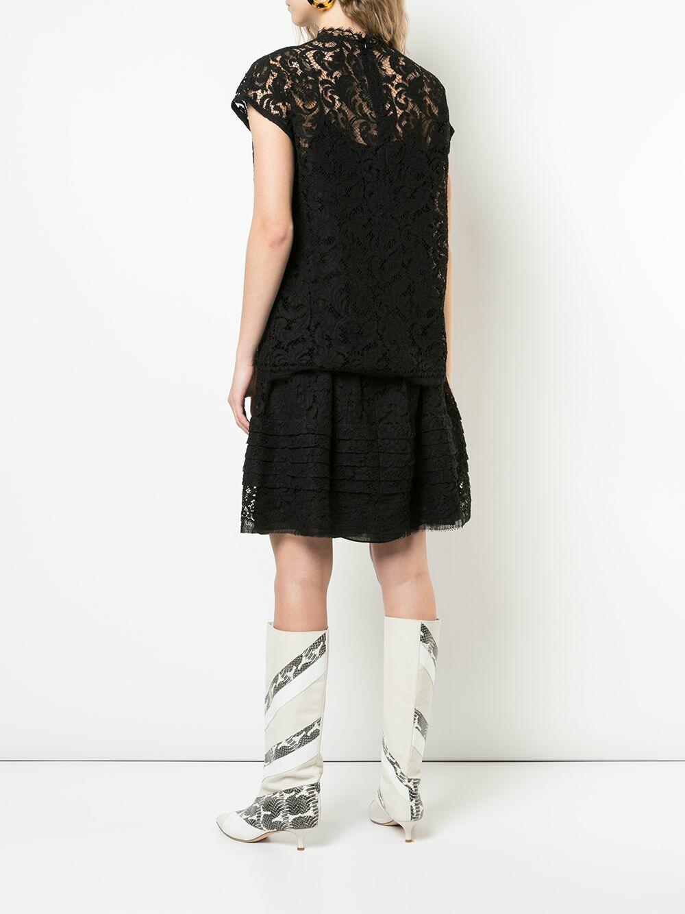 Adam Lippes - Black Corded Lace Mockneck Dress