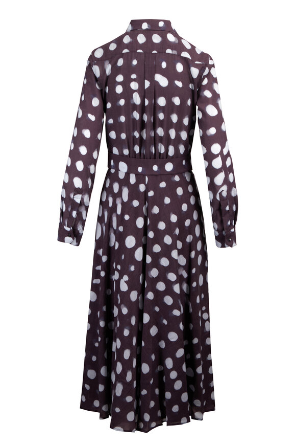 Sara Roka Dralla 85 Navy Blue Dot Print Tie Waist Shirtdress - view 2