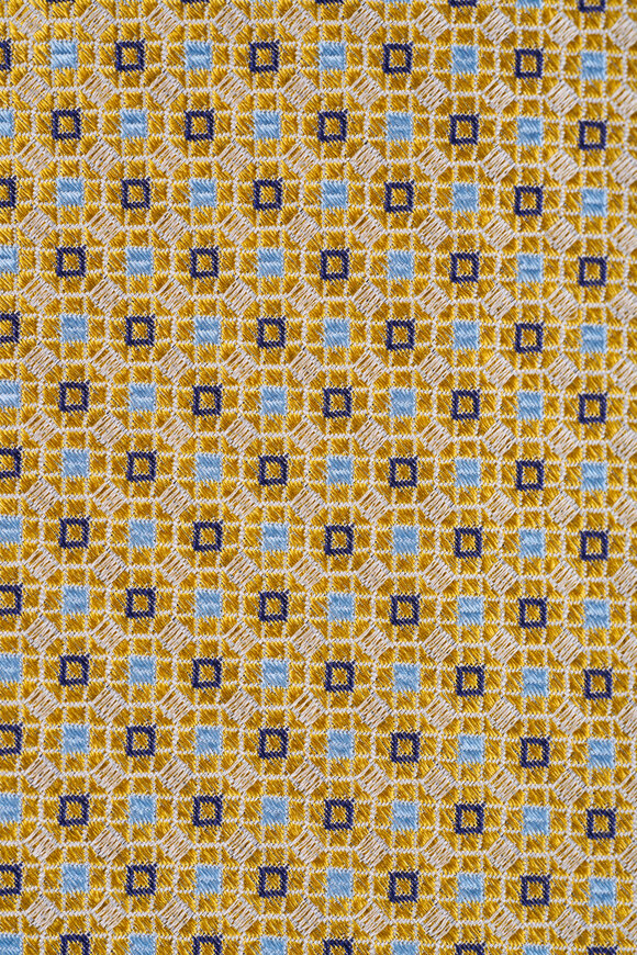 Kiton Yellow Geometric Print Silk Necktie - view 2
