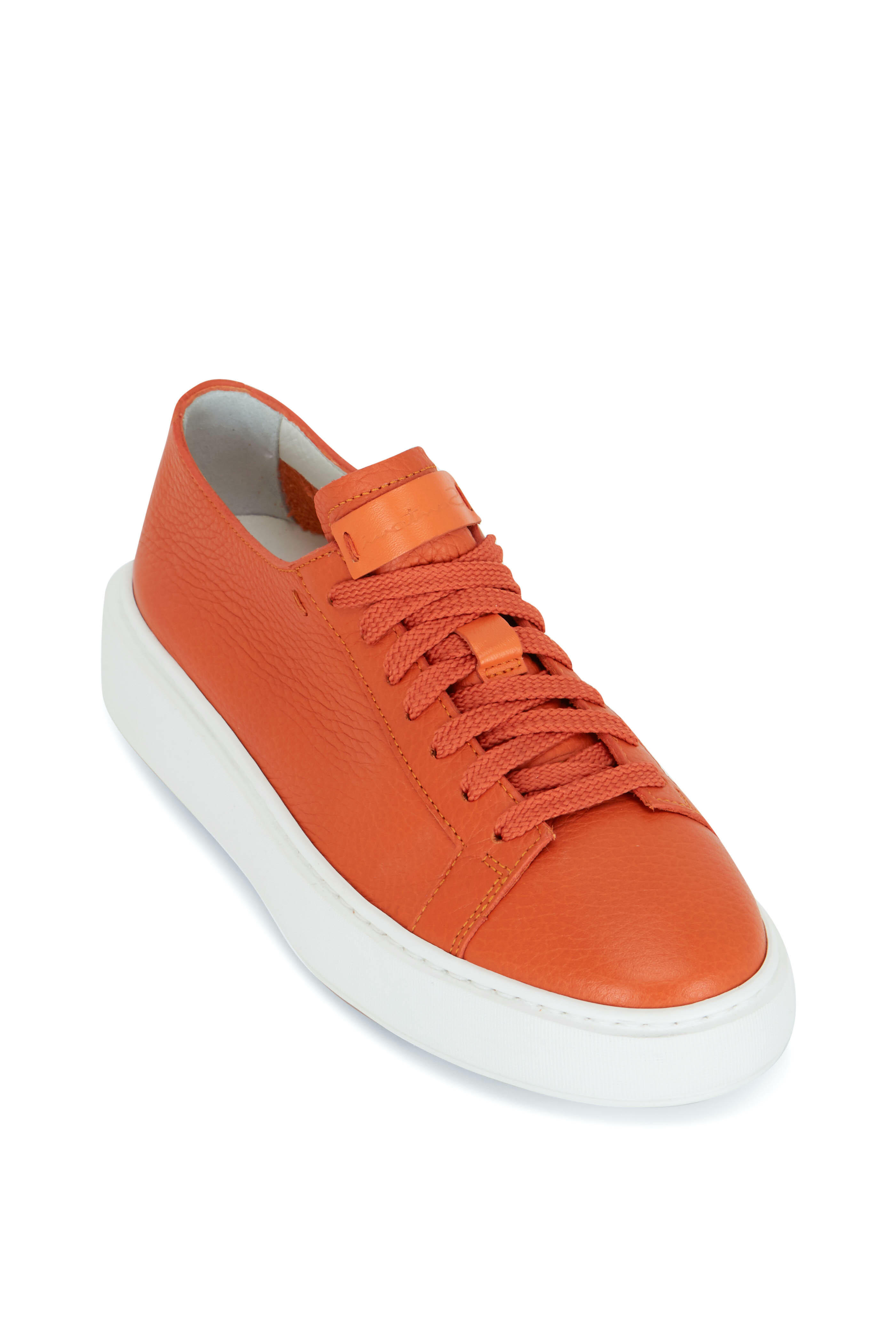 Santoni - Orange Leather Sneaker | Mitchell Stores