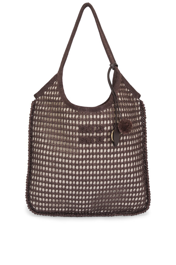 Miu Miu Crochet Mesh Cocoa Shopping Tote